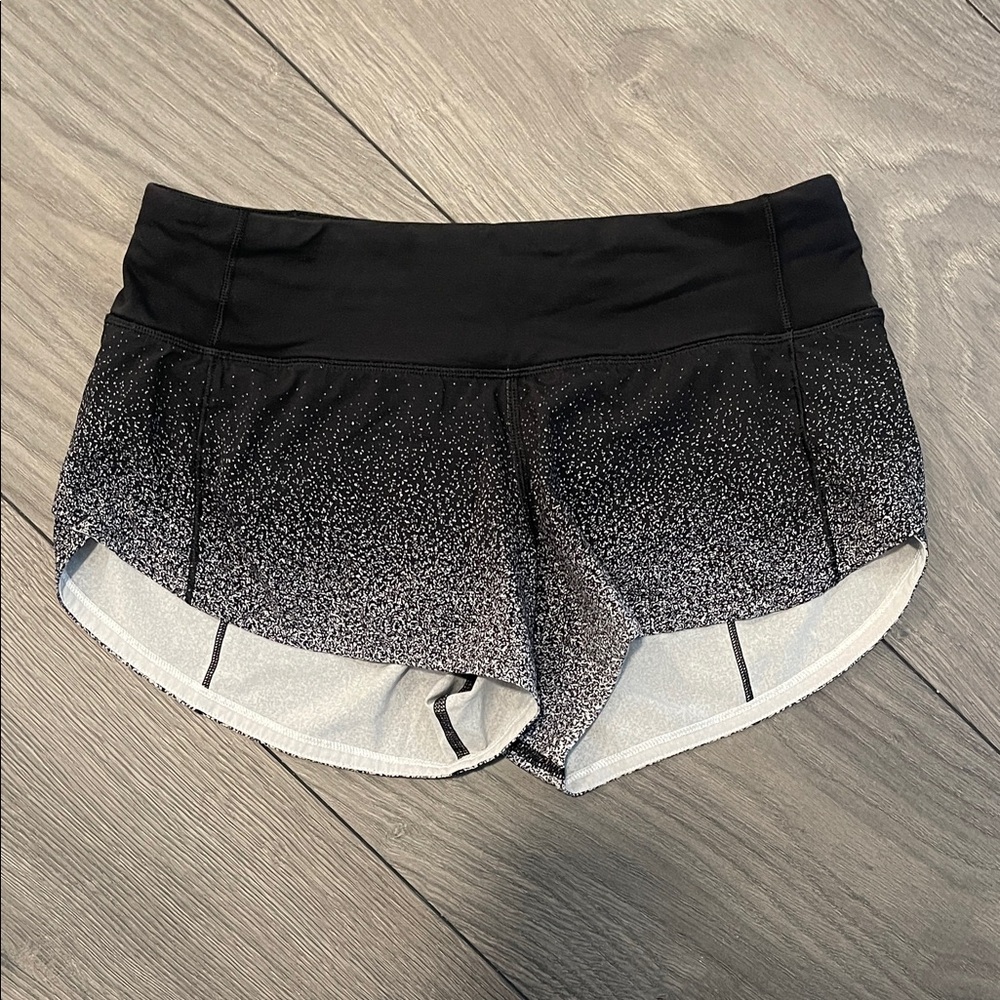 Lululemon Athletica Black and White Speckled Athletic Shorts